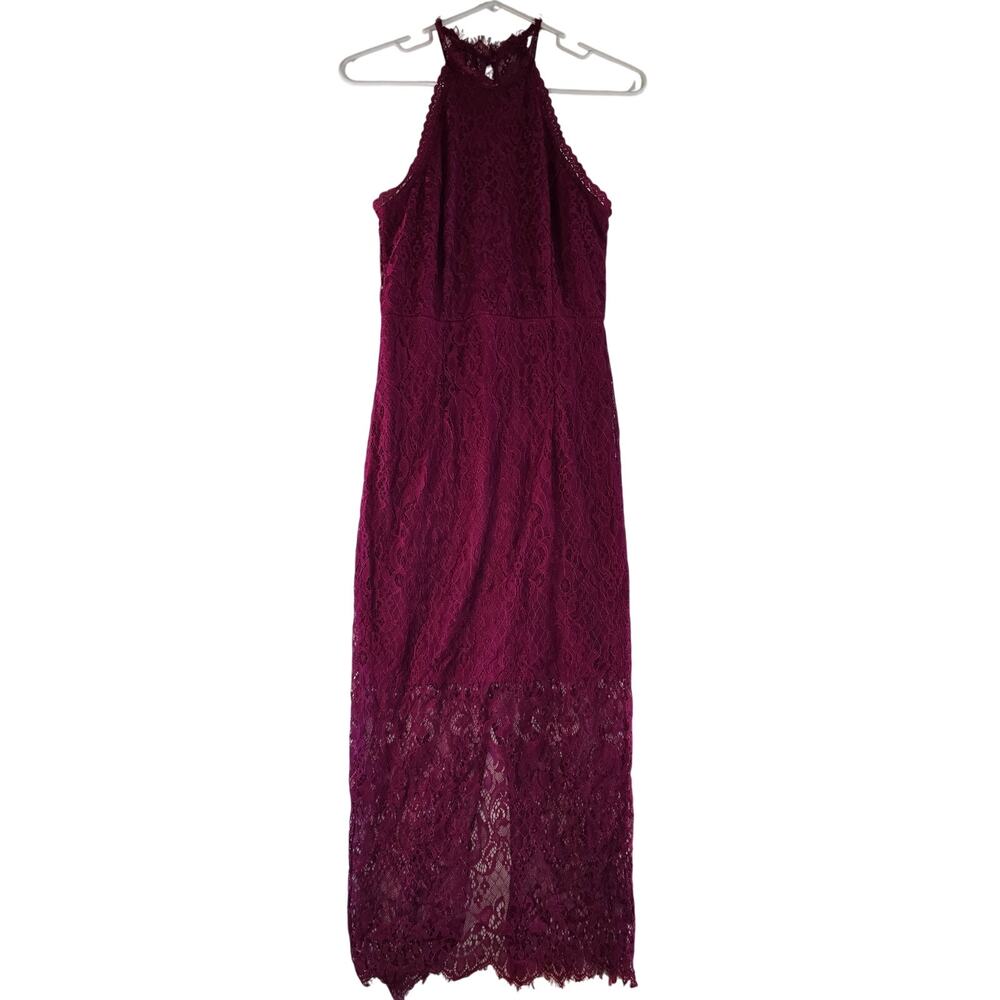 Lulus Maroon Lace Holiday Body Con Dress Size S